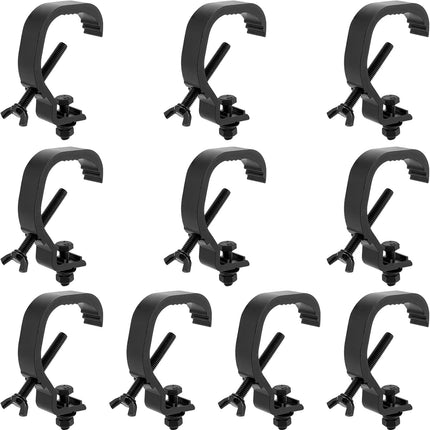 10 PCS Stage Lighting Clamp Bracket Black – Aluminum Hanging Hook for DJ Lights, Par Cans & Spot Lights
