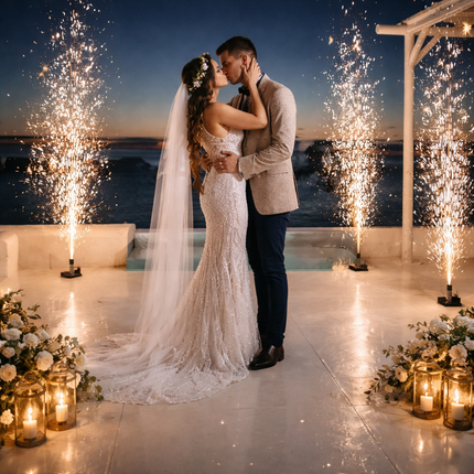 10 PCS No-Flame Cold Spark Fountain System with Control Base for Weddings & Events