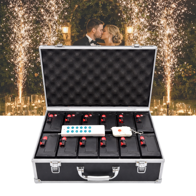 12 PCS No-Flame Cold Spark Fountain System with Control Base for Weddings & Events