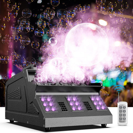 3-in-1 1500W LED Bubble Fog Machine 8 RGB with Remote Control for DJ Wedding Party