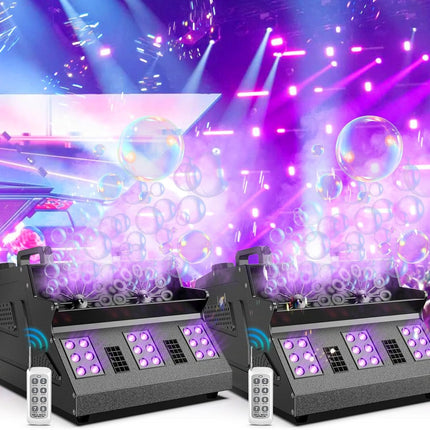3-in-1 1500W LED Bubble Fog Machine 8 RGB with Remote Control for DJ Wedding Party