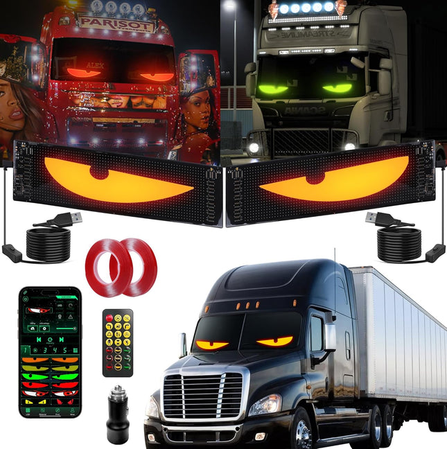 2 PCS Devil Eyes Light for Trucks - Programmable LED Display for Trucks Windows