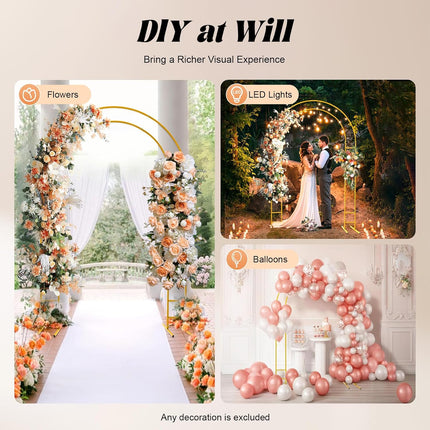 ACS Durable Golden Wedding Arch with Base for Weddings, Parties & Celebrations