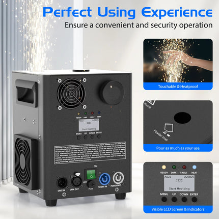 800W DMX Cold Spark Machine with Wireless Remote Control