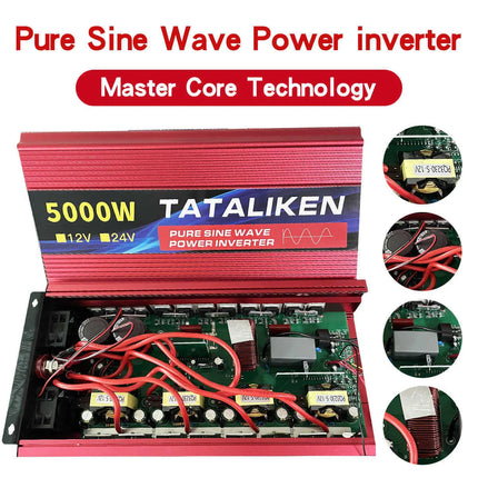 ACS 5000W Pure Sine Wave Inverter DC 12V/24V to AC 110V 60Hz – Car & RV Power Converter with LED Display – Home Backup & Solar System Ready