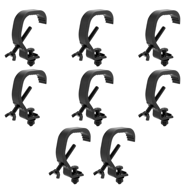 8 PCS Stage Lighting Clamp Bracket Black – Aluminum Hanging Hook for DJ Lights, Par Cans & Spot Lights