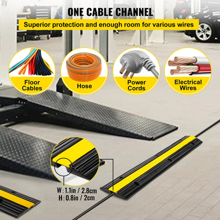 ACS 1-Channel Heavy Duty Rubber Cable Protector Ramp – 22,046 lbs Capacity