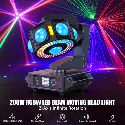 ACS 200W Disco Moving Head LED RGBW Beam Light | BCE-295812519121.BCE-295812519122.BCE-295812519123.BCE-295812519124.BCE-295812519125