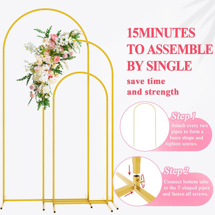 ACS Set of 3 Golden Wedding Arch Backdrop Stand