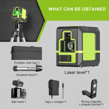 ACS Laser-Level-with-Tripod - Green cross-line