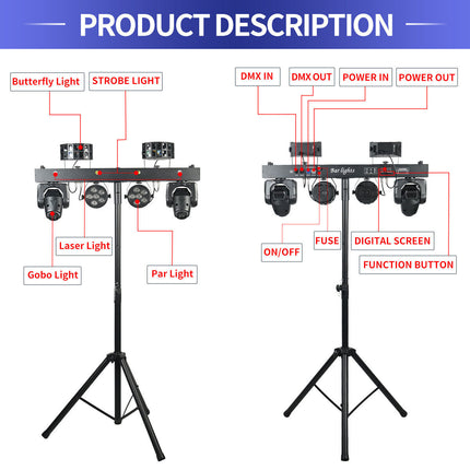 ACS Portable DJ Light Disco Set with Stand