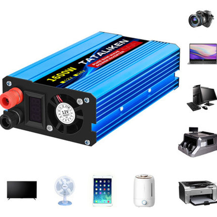 ACS 1600W Pure Sine Wave Inverter DC 12V/24V to AC 110V 60Hz – Car & RV Power Converter with LED Display – Home Backup & Solar System Ready