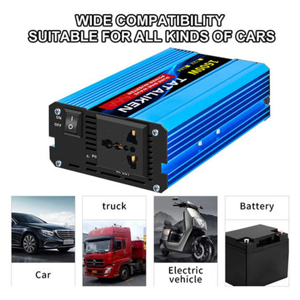 ACS 1600W Pure Sine Wave Inverter DC 12V/24V to AC 110V 60Hz – Car & RV Power Converter with LED Display – Home Backup & Solar System Ready