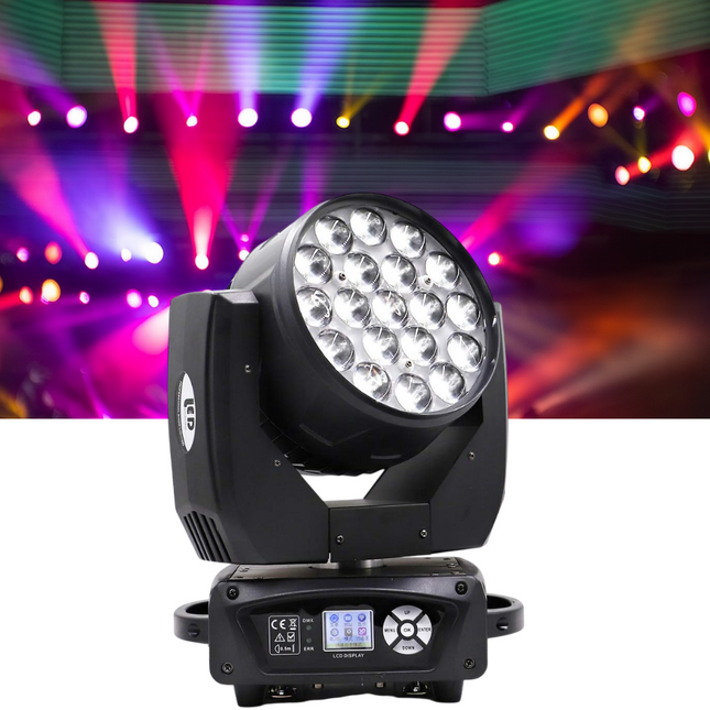 ACS 19 W x 15 AURA RGBW 4-In-1 Moving Head Wash Light