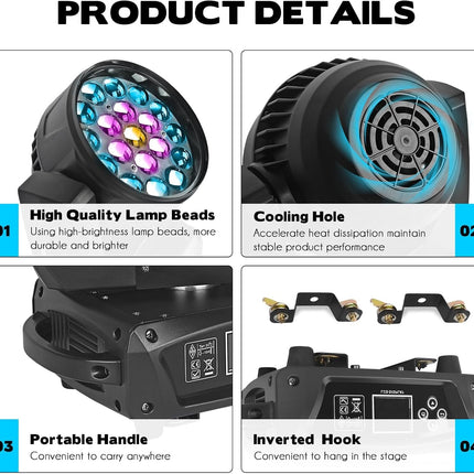 ACS 19W x 15 AURA RGBW 4-In-1 Moving Head Wash Light | BCE-215921951.BCE-215921952.BCE-215921953.BCE-215921954.BCE-215921955.BCE-215921956.BCE-215921957.BCE-215921958.BCE-215921959.BCE-215921960
