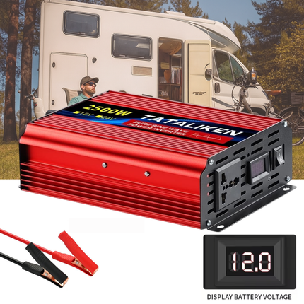 ACS 2500W Pure Sine Wave Inverter DC 12V/24V to AC 110V 60Hz – Car & RV Power Converter with LED Display – Home Backup & Solar System Ready