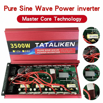 ACS 3500W Pure Sine Wave Inverter DC 12V/24V to AC 110V 60Hz – Car & RV Power Converter with LED Display – Home Backup & Solar System Ready