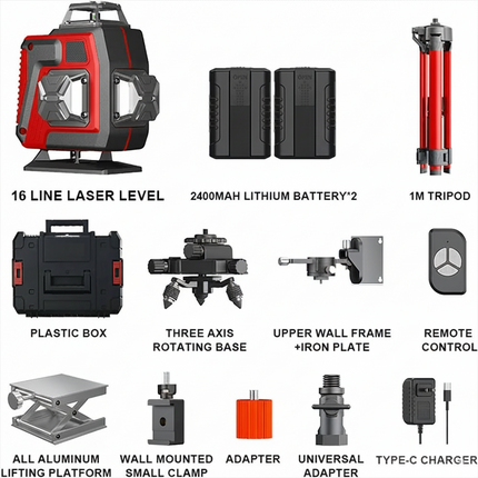 ACS 4D 16-Line 360° Self-Leveling Laser Level with Tripod