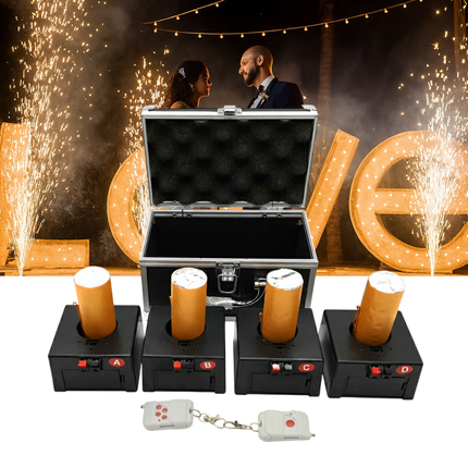 ACS 4 PCS Cold Spark Fountain Firing Kit with Remote and Box