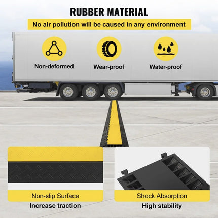 ACS 5-Channel Heavy Duty Rubber Cable Protector Ramp – 88,184 lbs Capacity