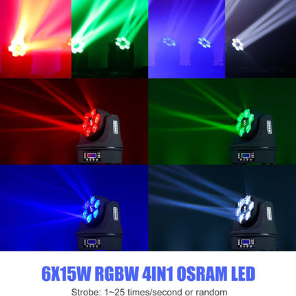 ACS 6X15W Mini Bee Eyes Moving Head Wash Light