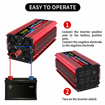 ACS 7000W Pure Sine Wave Inverter DC 12V/24V to AC 110V 60Hz – Car & RV Power Converter with LED Display – Home Backup & Solar System Ready