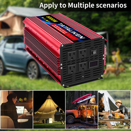 ACS 8000W Pure Sine Wave Inverter DC 12V/24V to AC 110V 60Hz – Car & RV Power Converter with LED Display – Home Backup & Solar System Ready