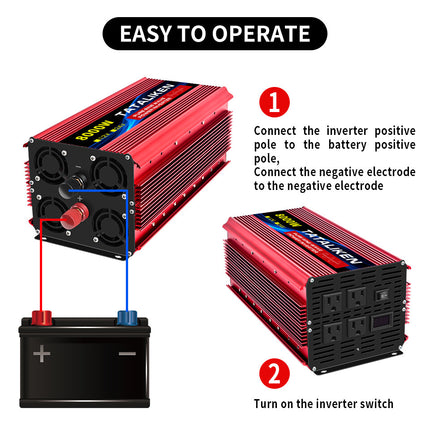 ACS 8000W Pure Sine Wave Inverter DC 12V/24V to AC 110V 60Hz – Car & RV Power Converter with LED Display – Home Backup & Solar System Ready
