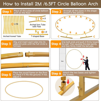 ACS Golden Round Balloon Arch Stand for Wedding, Party, Baby Shower Decoration