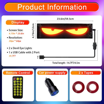 All-Purpose Devil Eyes Light for Trucks - Programmable LED Display for Trucks Windows