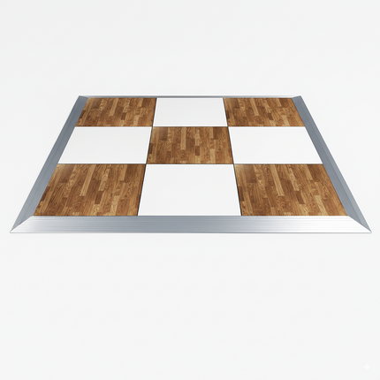 Cam-Lock Portable England Plank and White Checker Dance Floor with Trim