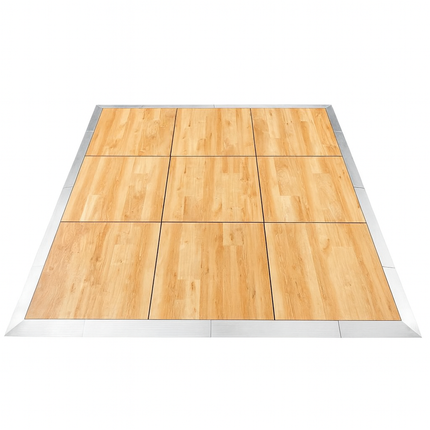 Cam-Lock Natural-Grain Wooden Portable Dance Floor with Trim