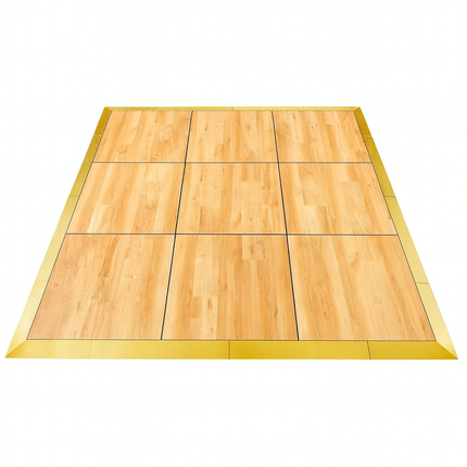 Cam-Lock Natural-Grain Wooden Portable Dance Floor with Trim