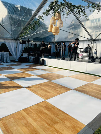 Cam-Lock Portable England Plank and White Checker Dance Floor with Trim