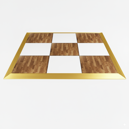 Cam-Lock Portable England Plank and White Checker Dance Floor with Trim