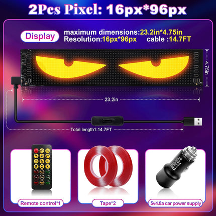 2 PCS Devil Eyes Light for Trucks - Programmable LED Display for Trucks Windows