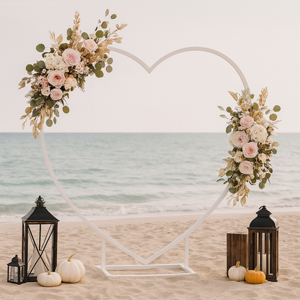 Heart Shape Removable Round Wedding Arch Metal Backdrop