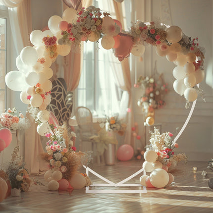 Heart Shape Removable Round Wedding Arch Metal Backdrop