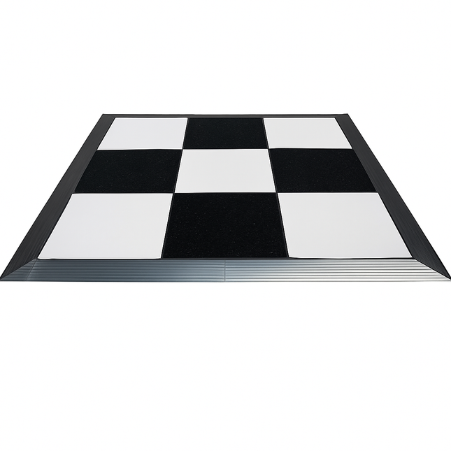 Portable Commercial Black and White Checker Dance Floor with Trim